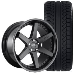 Niche Methos Wheel And Tire Package 20”X9” Matte Black With Gloss Black Lip Mustang 2005-2023