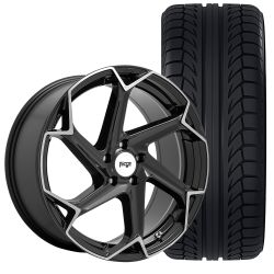 Niche Flash Wheel and Tire Package 20”X9” And 20”X10.5” Gloss Black W/Brushed Face Mustang 2005-2023