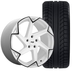 Niche Flash Wheel And Tire Package 20”X9” Gloss White With Black Accent Mustang 2005-2023