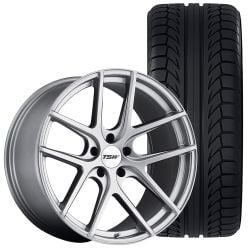 TSW Geneva Wheel and Tire Package Matte Titanium Silver 20” X 9” Mustang 2005-2023