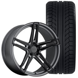 TSW Mechanica Wheel And Tire Package 20”X9” Matte Gunmetal W/Matte Black Face Mustang 2005-2023