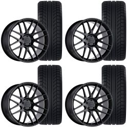 TSW Nord Wheel And Tire Package 20”X9”/20”X10.5” Semi-Gloss Black Mustang 2005-2023