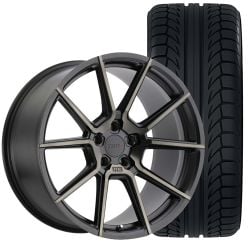 TSW Chrono Wheel and Tire Package 19”X8.5” Matte Black W/Machined Face Double Dark Tint Focus ST/RS 2013-2018