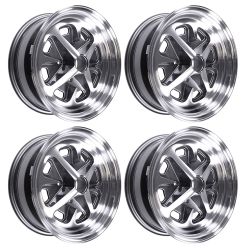 Legendary Wheel Co. Magnum 400 Alloy Wheel 15"x6" Charcoal/Machined 4-Lug Set Mustang 1965-1973