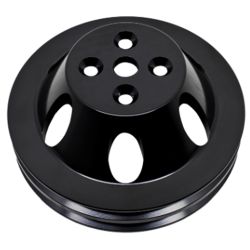 CJ Classic Trucks Water Pump Pulley 2-Groove Aluminum Black Small Block Chevrolet 1960-1968