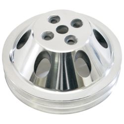 CJ Classic Trucks Water Pump Pulley 2-Groove Aluminum Polished Small Block Chevrolet 1960-1968