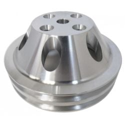 CJ Classic Trucks 2-Groove Water Pump Pulley Aluminum Satin For Long Water Pump Small Block Chevrolet 1969-1985