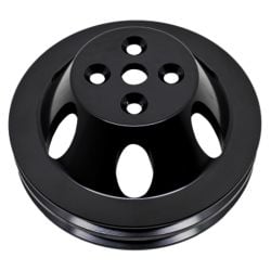 2-Groove Water Pump Pulley Aluminum Black For Long Water Pump SBC 69-85