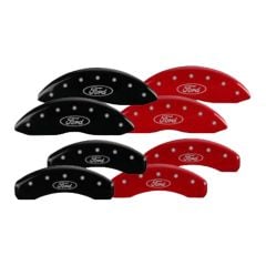 MGP Brake Caliper Cover Set With Silver Ford Oval Logo For Electric Parking Brake F-150 2015-2018