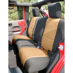 Rugged Ridge Rear Seat Cover Neoprene Black With Tan Centers 2-Door Jeep Wrangler JK 2007-2018