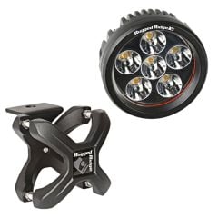 Rugged Ridge X-Clamp Textured Black With 3-1/2" Round LED Light For 1-1/4"-2" Round Bar