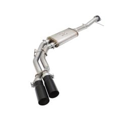 aFe Cat-Back Exhaust System Rebel Series Stainless Steel 3" To 2-1/2" Dual Side Exit With 3-1/2" Black Tips 3.5L EcoBoost F-150 2011-2014