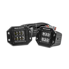 Rough Country Cree LED Light Square 2" Flush Mount Black Series Pair