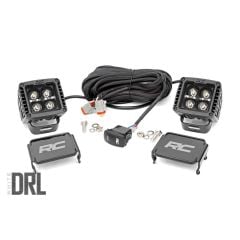 Rough Country Cree LED Cube Light Black Series Pair With 2" White Daytime Running Lights