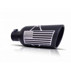 Gibson Exhaust Tip Rolled Edge Black Ceramic With Patriot Flag