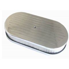 CJ Classics Air Cleaner Polished Aluminum Ball Milled Oval 19" X 2" For Dual Carbureted Engines