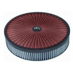 CJ Classics Air Cleaner Superflow Black Round 14" x 3" With Red Washable Filter/Flat Base