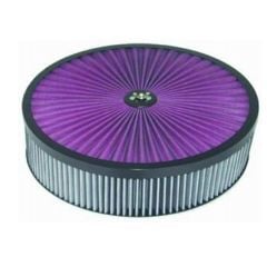 CJ Classics Air Cleaner Black Round Super-Flow 14" X 4" With Washable Red Filter And Flat Base
