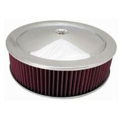 CJ Classics Air Cleaner Muscle Car Style Steel Polished 14" x 4" With Flat Base