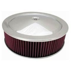 CJ Classics Air Cleaner Muscle Car Style Steel Polished 14" x 4" With Recessed Base