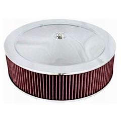 CJ Classics Air Cleaner Muscle Car Style Stainless Steel 14" x 3" With Recessed Base