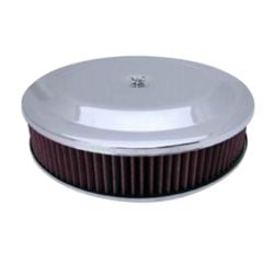 CJ Classics Air Cleaner Chrome Race Car Style With Flat Base 14" X 3"