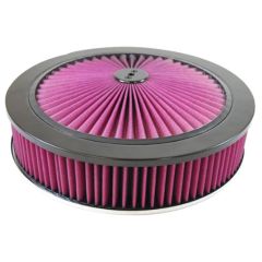 CJ Classics Air Cleaner Black Top Flow 14" X 3" With Flat Base