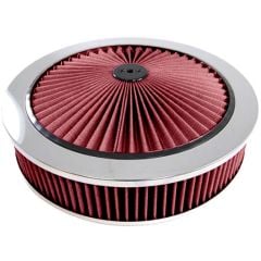 CJ Classics Air Cleaner Chrome Top Flow With Flat Base 14" X 3"