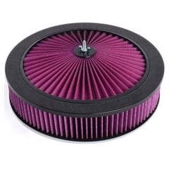 CJ Classics Air Cleaner Black Top Flow With Recessed Base 14" X 3"