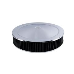 CJ Classics Air Cleaner Chrome Muscle Car-Style 14"X3" Recessed Base With Black Washable Filter
