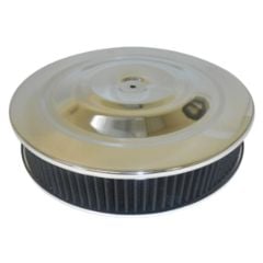 CJ Classics Air Cleaner Performance Chrome With Black Washable Filter 14" X 3"