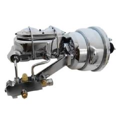 7" Chrome Power Brake Booster Conversion Kit Auto Transmission Chevy C10 60-66 w/ 1-1/8" Bore Dual Bowl Master Cylinder