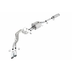 Borla Cat-Back Exhaust System Touring 3" To Dual 2-1/2" Stainless Steel 6.2L F-150 Raptor 2010-2014/Harley Davidson Edition F-150 2011-2012