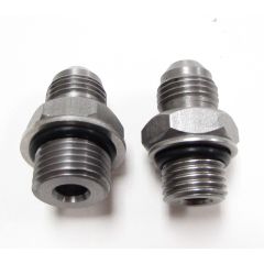Borgeson Power Steering Hose Adapter Set; Stainless Steel;-6AN to 14MM O-ring