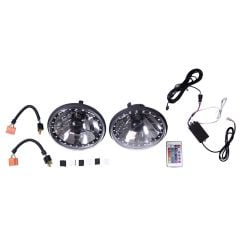 Headlight Halogen LED Halo Multi-Color Black Illusion Pair Bronco 1966-1977