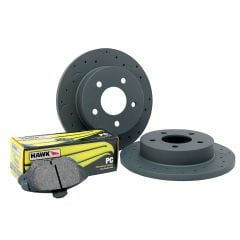 Hawk Performance Front Brake Rotor Talon Pair With Front PC Brake Pad Set Mustang V6/ GT 1994-1998