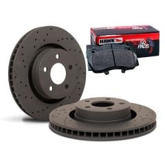 Hawk Performance Rear Brake Rotor Talon Pair With Rear HPS-5.0 Brake Pad Set Mustang V6/ GT 1994-2004