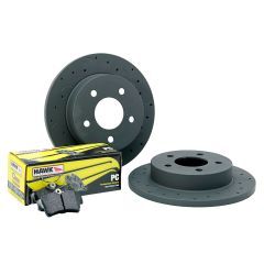 Hawk Performance Rear Brake Rotor Talon Pair With Rear PC Brake Pad Set Mustang V6/ GT 1994-2004
