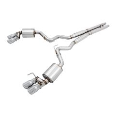 AWE Cat-Back Exhaust System Touring Edition With 4" Chrome Tips Without Factory Active Exhaust Mustang GT Fastback 2018-2023