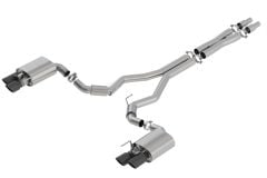 Borla Cat-Back Exhaust System S-Type Stainless Steel 3" With 4" Black Tips For Active Exhaust Fastback Mustang GT 2018-2023