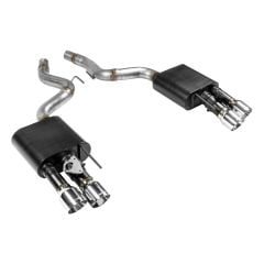 Flowmaster Axle-Back Exhaust System American Thunder Stainless Steel 3" With 4" Polished Quad Exhaust Tips With Active Exhaust Mustang GT 2018-2023