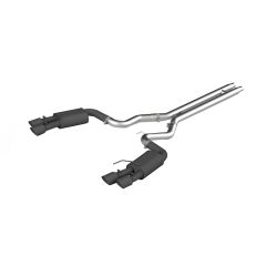 MBRP Cat-Back Exhaust System Black Series Street 3" With 4" Black Quad Exhaust Tips Without Active Exhaust Mustang GT 2018-2023