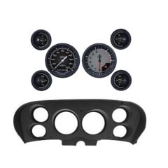 Classic Instruments 6-Gauge Set Gray Auto Cross Series With Scott Drake Black 6-Hole Instrument Bezel Mustang 1969-1970