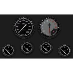 Classic Instruments 6-Gauge Set Gray Auto Cross Series With 4-5/8" Speedo/ Tach And 2-5/8" Gauges For 0-90 OHM Fuel Sending Unit