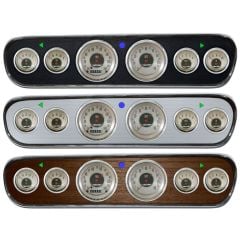 Classic Instruments 6-Gauge Set All American Nickel Series With Scott Drake 6-Hole Instrument Bezel Mustang 1965-1966