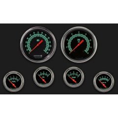 Classic Instruments 6-Gauge Set G-Stock Series With 4-5/8" Speedo/ Tach And 2-5/8" Gauges For 0-90 OHM Fuel Sending Unit