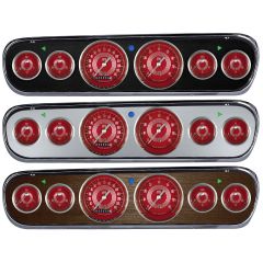 Classic Instruments 6-Gauge Set Mustang V8 Red Steelie Series With Scott Drake Instrument Bezel 1965-1966
