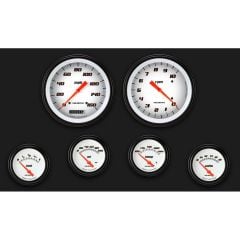 Classic Instruments 6-Gauge Set White Velocity Series With 4-5/8" Speedo/ Tach And 2-5/8" Gauges For 0-90 OHM Fuel Sending Unit
