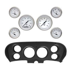 Classic Instruments 6-Gauge Set White Hot Series With Scott Drake Black 6-Hole Instrument Bezel Mustang 1969-1970