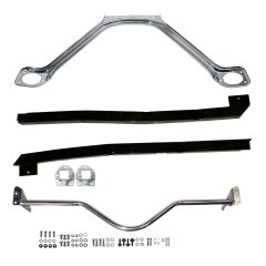 Chassis Stiffening Kit With Curved Monte Carlo Bar Chrome Mustang Convertible 1967-1970